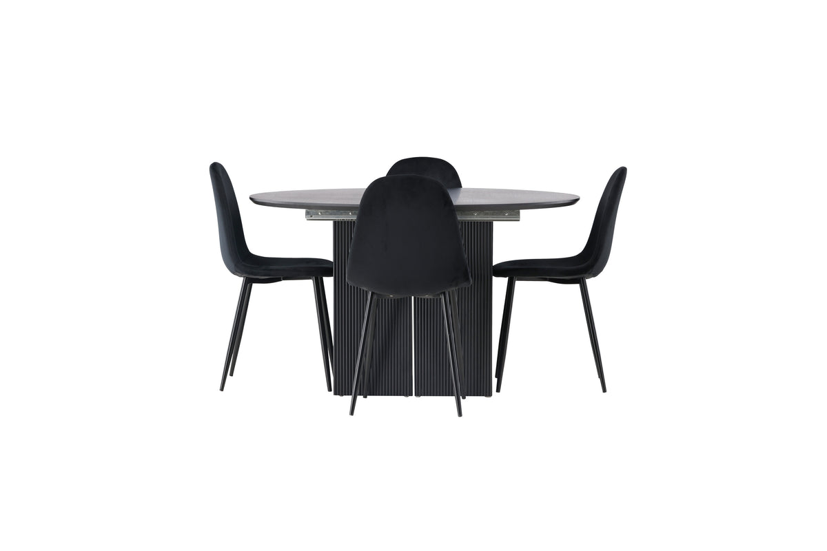 Matilda Matbord med Polar Stolarna – Bord: ⌀130 Stol: 53,3x88x44