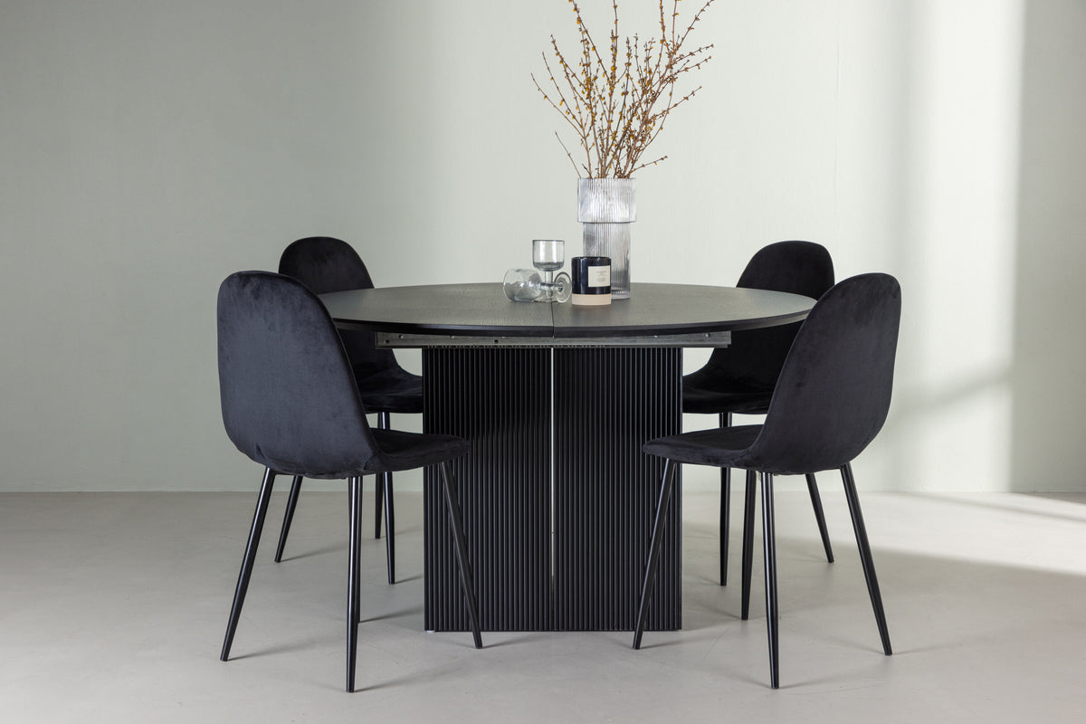 Matilda Matbord med Polar Stolarna – Bord: ⌀130 Stol: 53,3x88x44