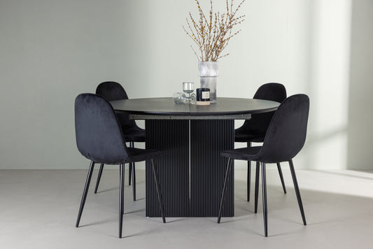 Matilda Matbord med Polar Stolarna – Bord: ⌀130 Stol: 53,3x88x44
