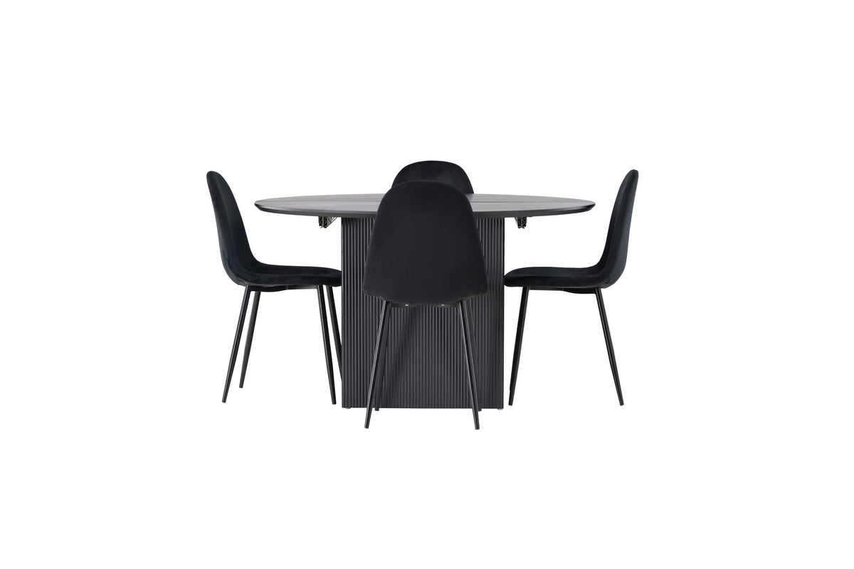Matilda Matbord med Polar Stolarna – Bord: ⌀130 Stol: 53,3x88x44
