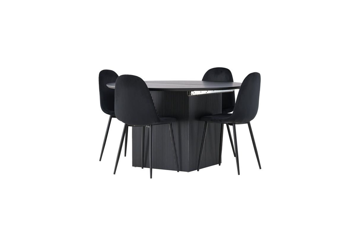 Matilda Matbord med Polar Stolarna – Bord: ⌀130 Stol: 53,3x88x44