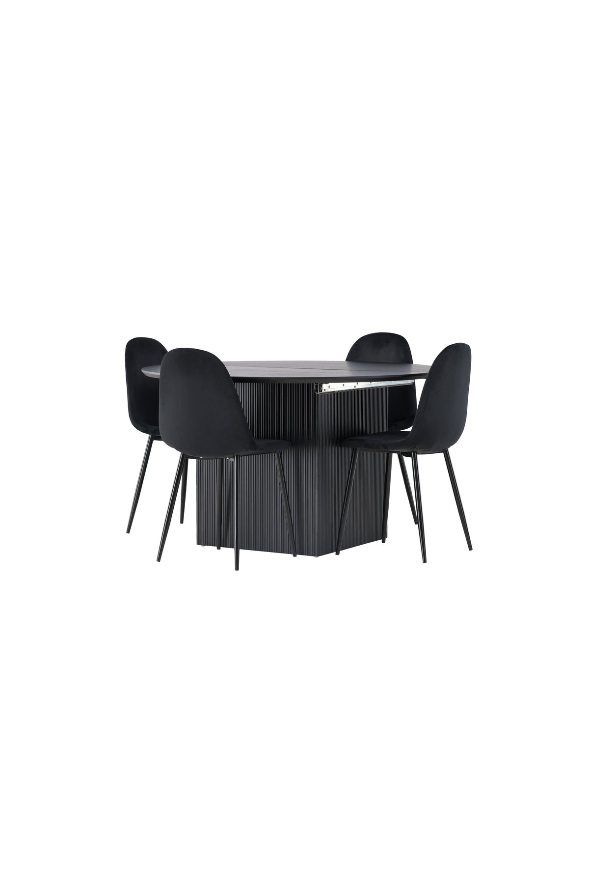 Matilda Matbord med Polar Stolarna – Bord: ⌀130 Stol: 53,3x88x44