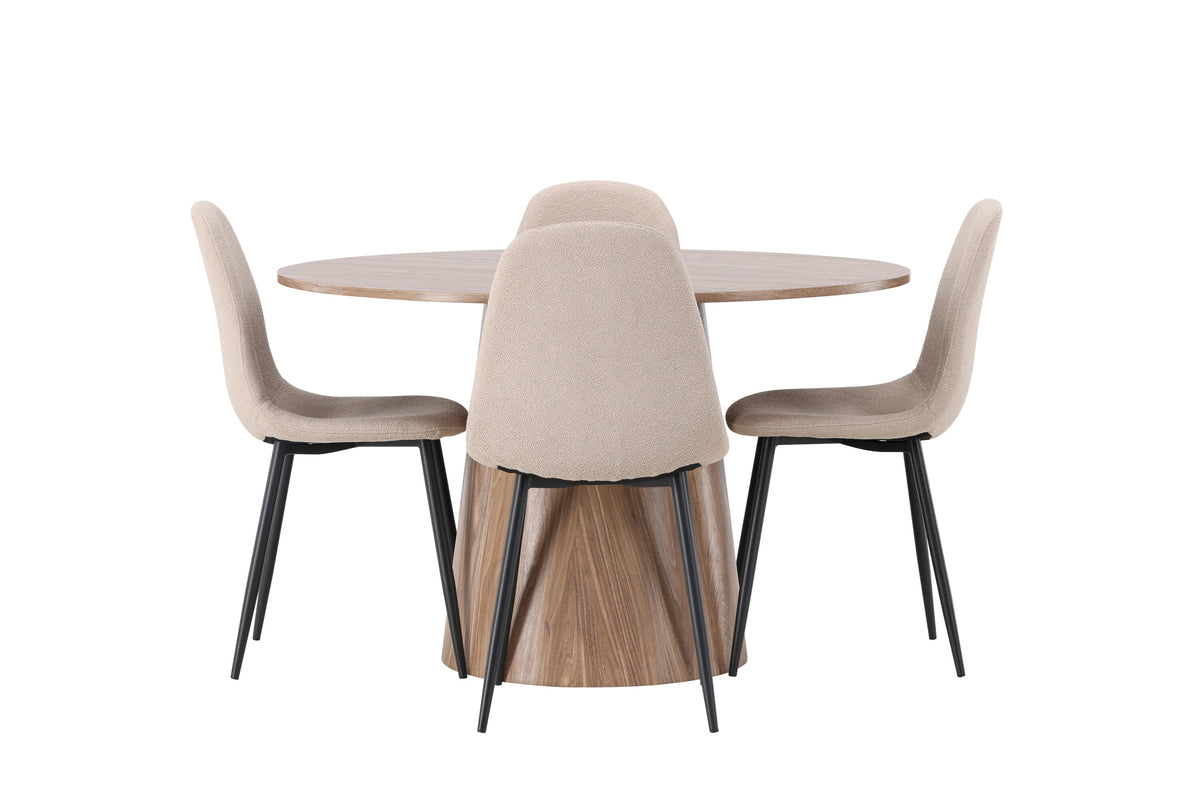 Lanzo Matbord med Polar Stolarna – Bord: ⌀120 Stol: 52x90x45