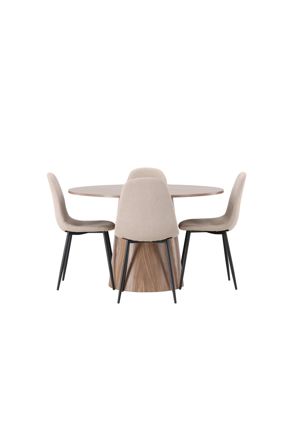 Lanzo Matbord med Polar Stolarna – Bord: ⌀120 Stol: 52x90x45