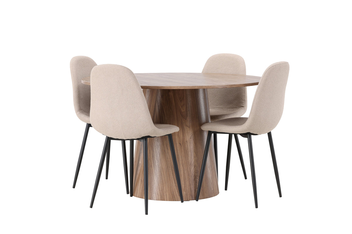 Lanzo Matbord med Polar Stolarna – Bord: ⌀120 Stol: 52x90x45