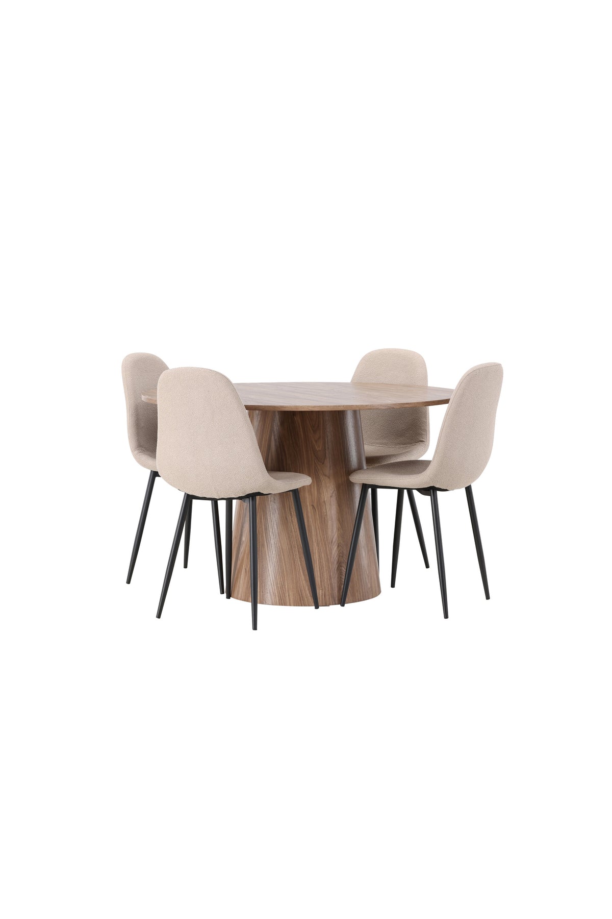 Lanzo Matbord med Polar Stolarna – Bord: ⌀120 Stol: 52x90x45