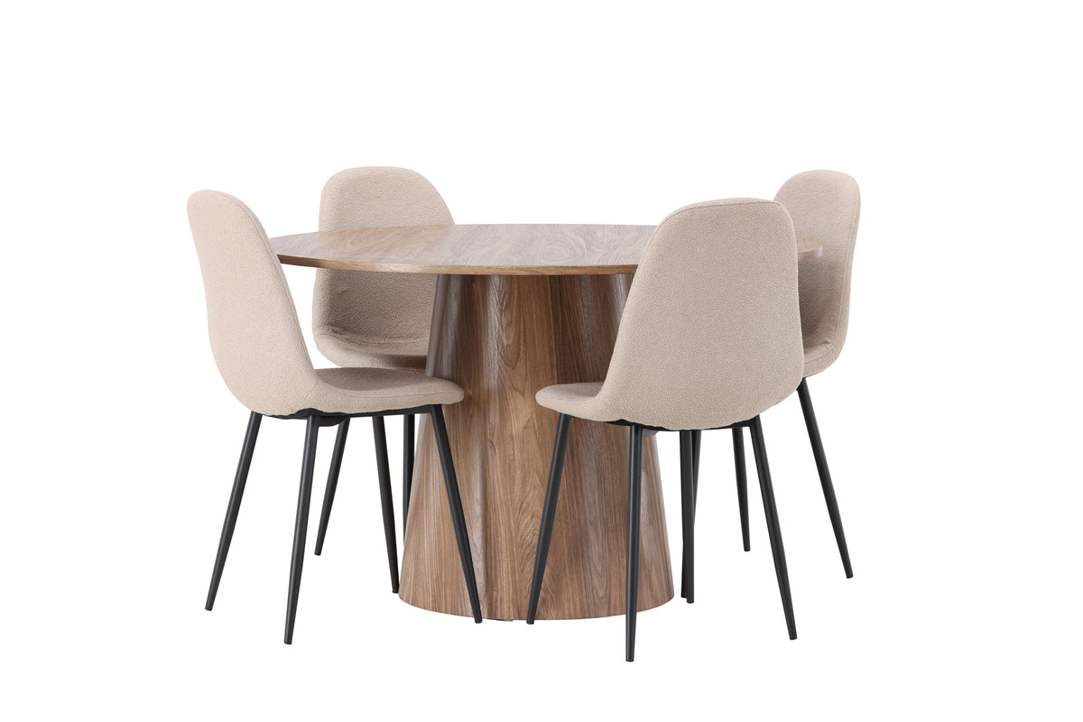 Lanzo Matbord med Polar Stolarna – Bord: ⌀120 Stol: 52x90x45
