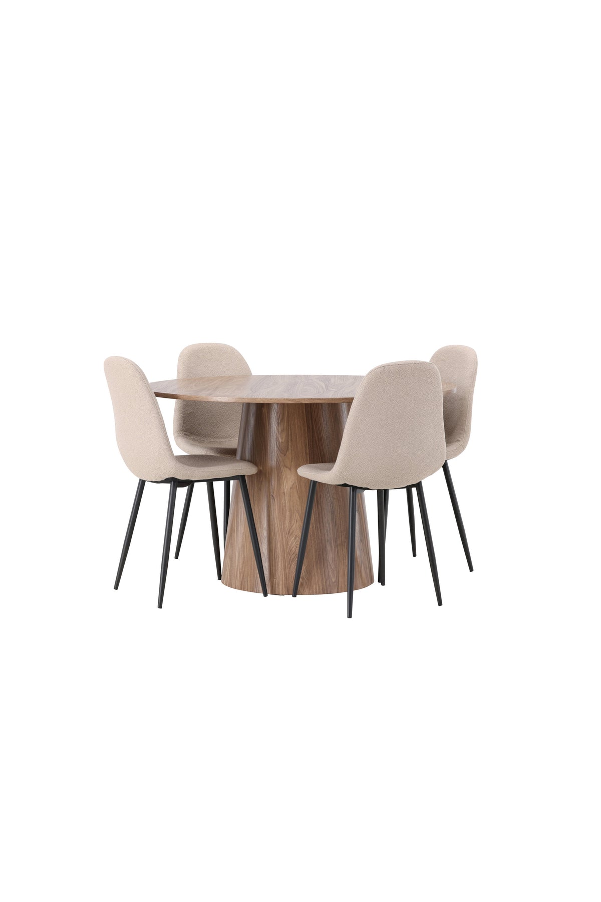 Lanzo Matbord med Polar Stolarna – Bord: ⌀120 Stol: 52x90x45