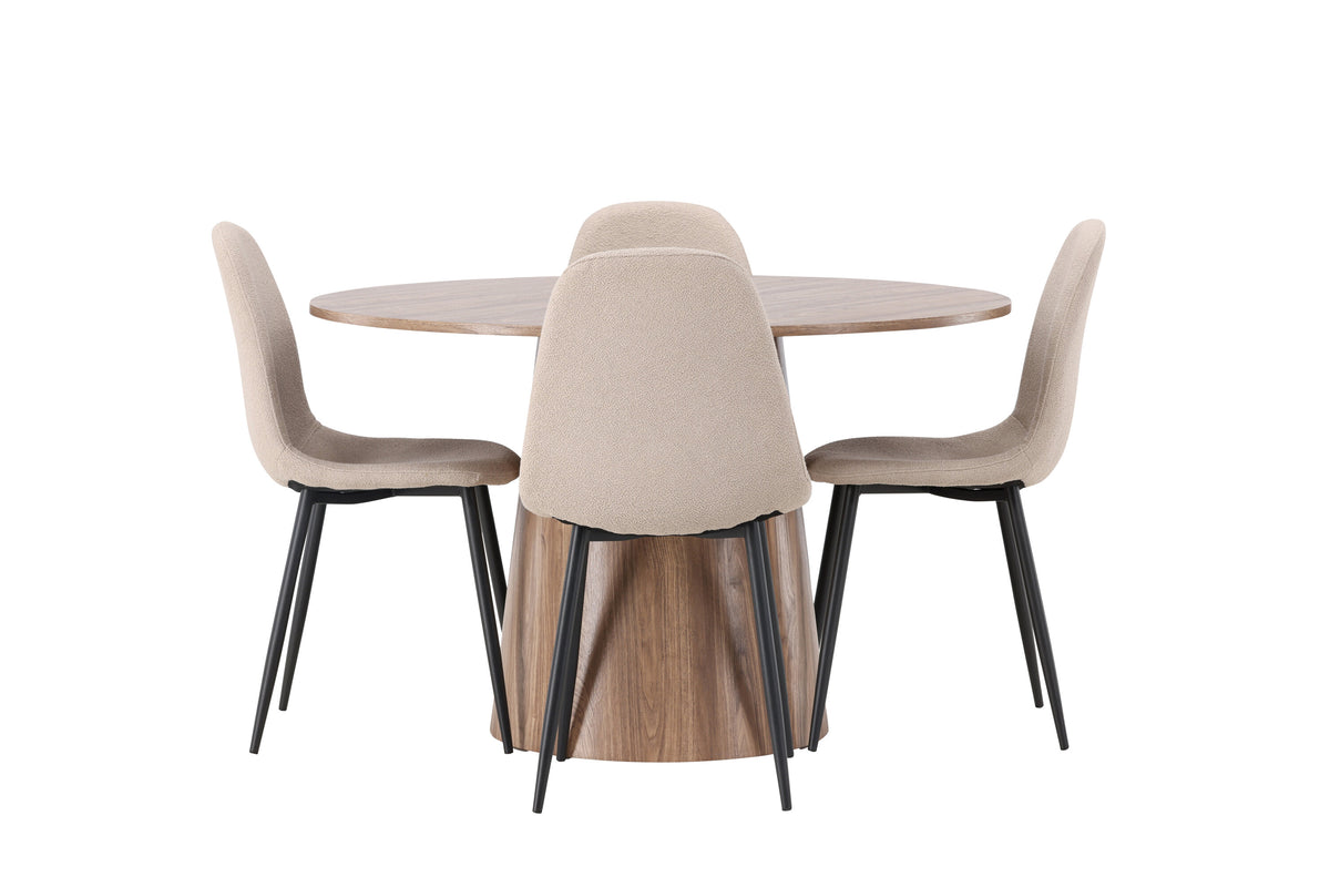 Lanzo Matbord med Polar Stolarna – Bord: ⌀120 Stol: 52x90x45