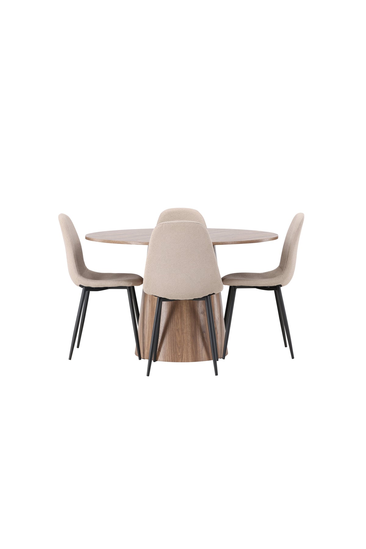 Lanzo Matbord med Polar Stolarna – Bord: ⌀120 Stol: 52x90x45