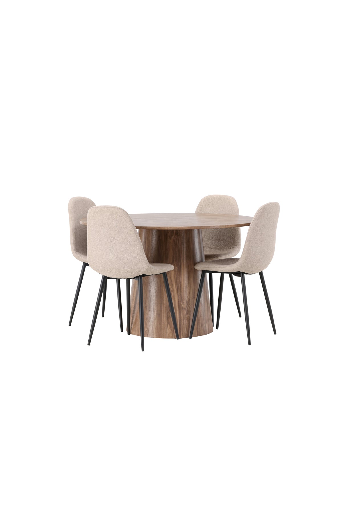 Lanzo Matbord med Polar Stolarna – Bord: ⌀120 Stol: 52x90x45