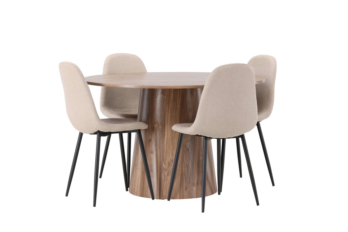 Lanzo Matbord med Polar Stolarna – Bord: ⌀120 Stol: 52x90x45