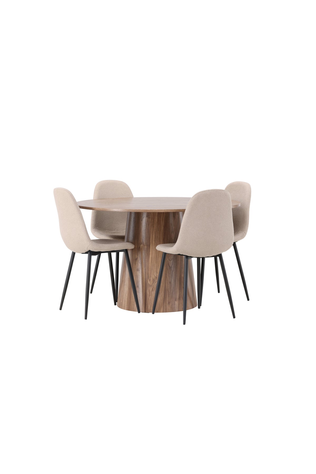 Lanzo Matbord med Polar Stolarna – Bord: ⌀120 Stol: 52x90x45