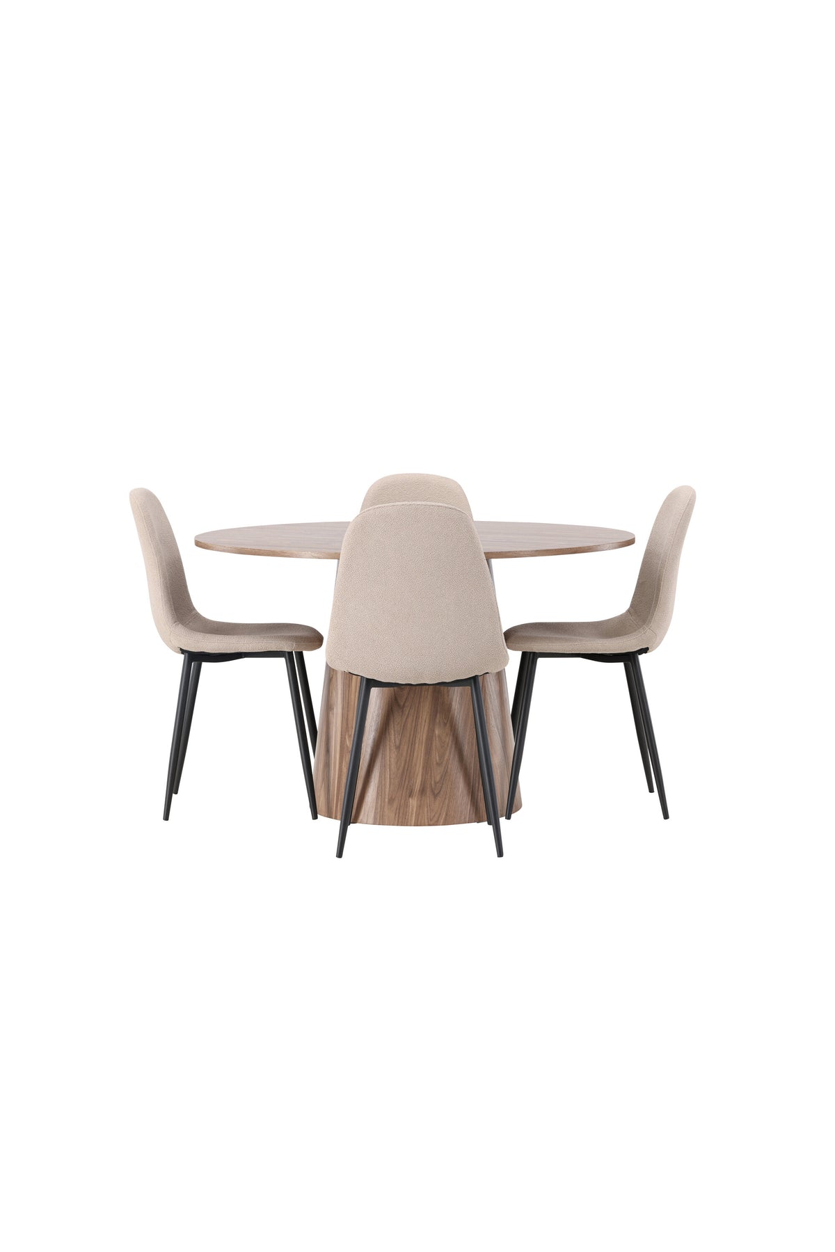 Lanzo Matbord med Polar Stolarna – Bord: ⌀120 Stol: 52x90x45