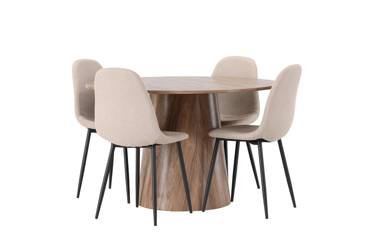 Lanzo Matbord med Polar Stolarna – Bord: ⌀120 Stol: 52x90x45