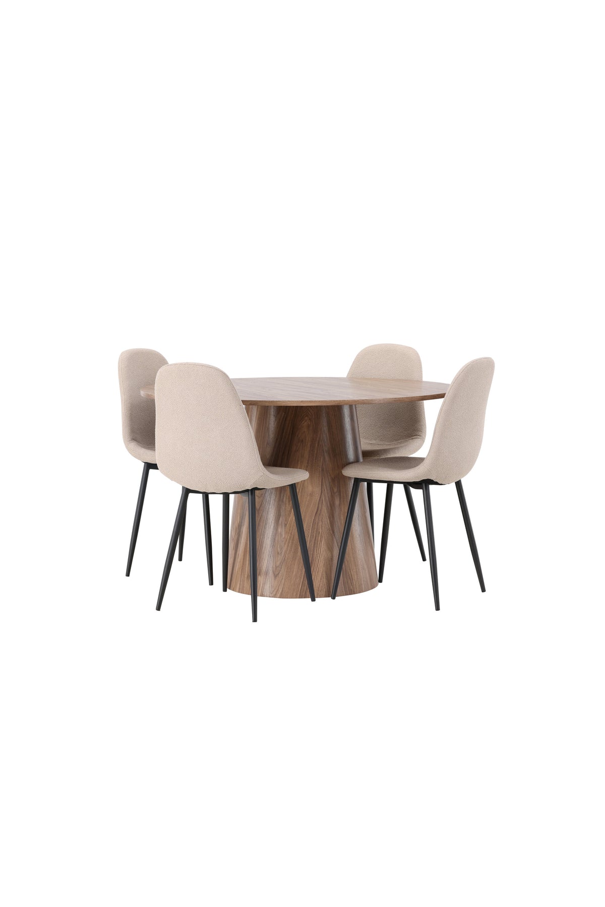 Lanzo Matbord med Polar Stolarna – Bord: ⌀120 Stol: 52x90x45
