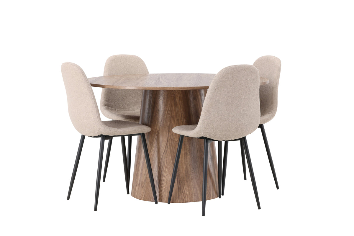 Lanzo Matbord med Polar Stolarna – Bord: ⌀120 Stol: 52x90x45