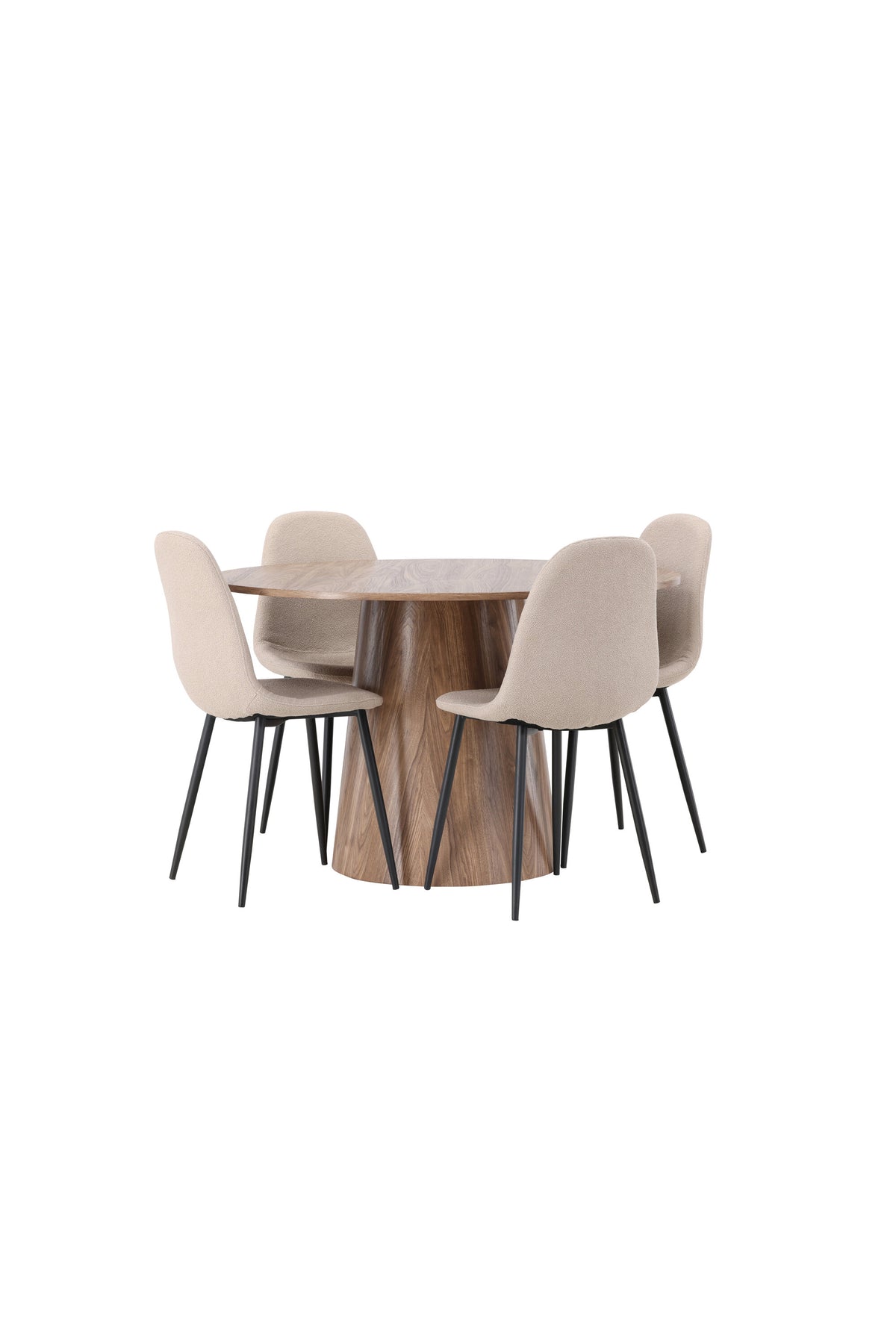 Lanzo Matbord med Polar Stolarna – Bord: ⌀120 Stol: 52x90x45