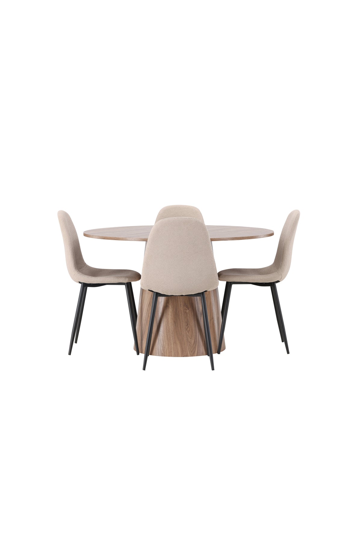 Lanzo Matbord med Polar Stolarna – Bord: ⌀120 Stol: 52x90x45