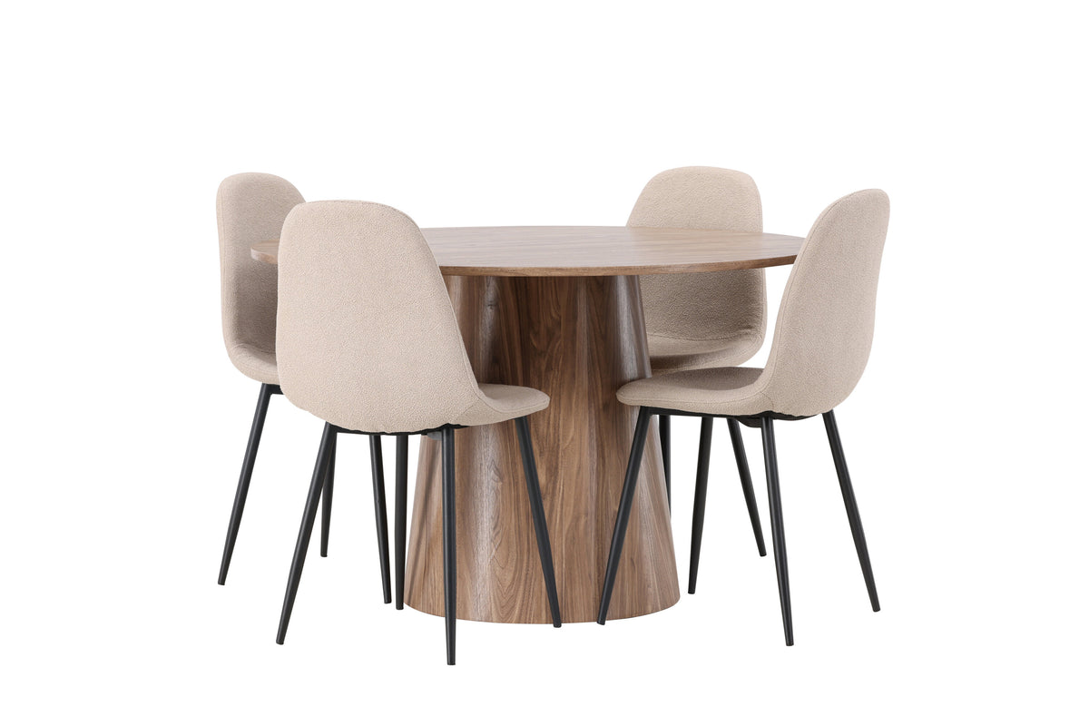 Lanzo Matbord med Polar Stolarna – Bord: ⌀120 Stol: 52x90x45
