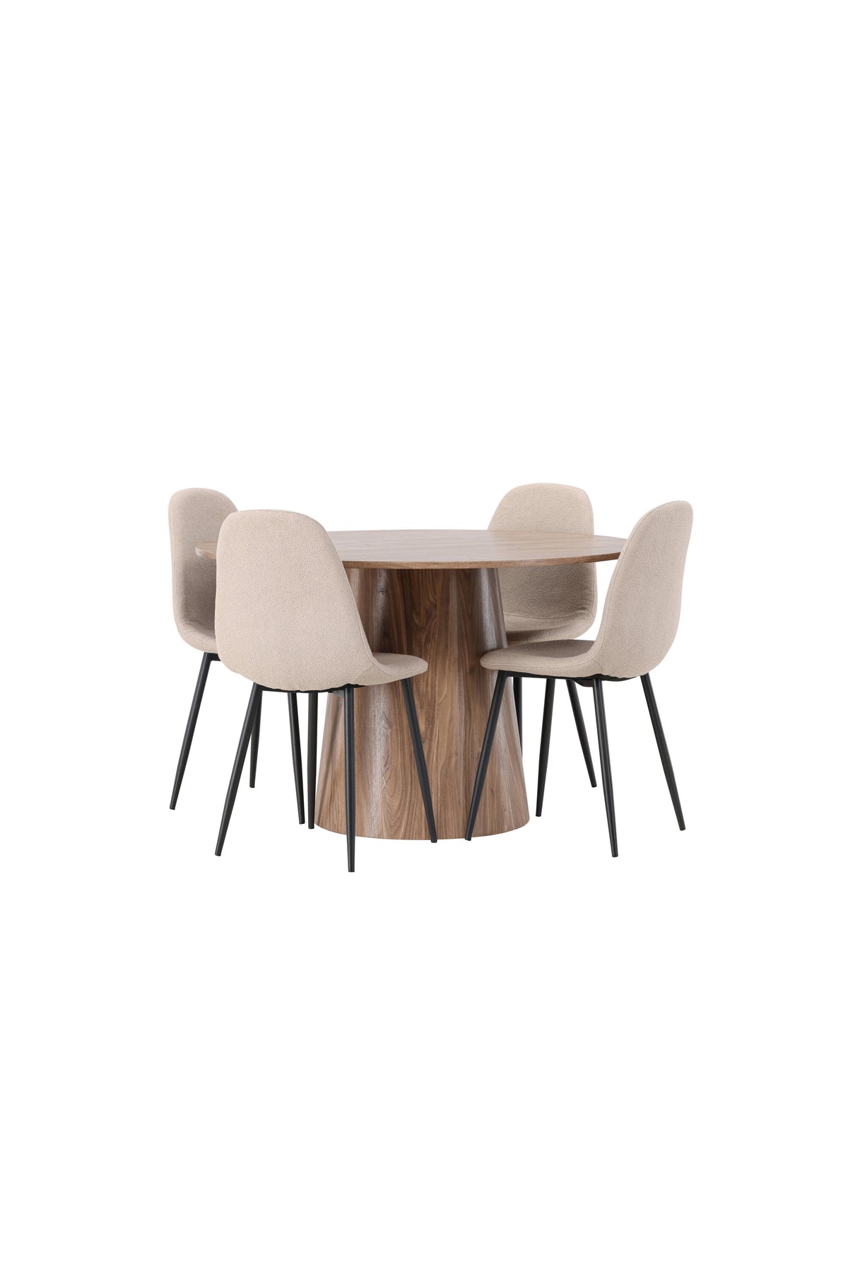 Lanzo Matbord med Polar Stolarna – Bord: ⌀120 Stol: 52x90x45