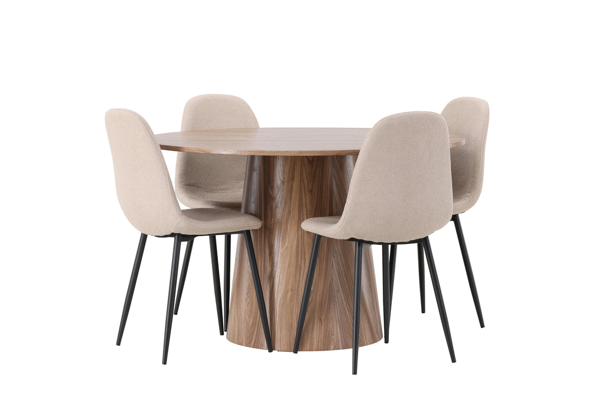 Lanzo Matbord med Polar Stolarna – Bord: ⌀120 Stol: 52x90x45