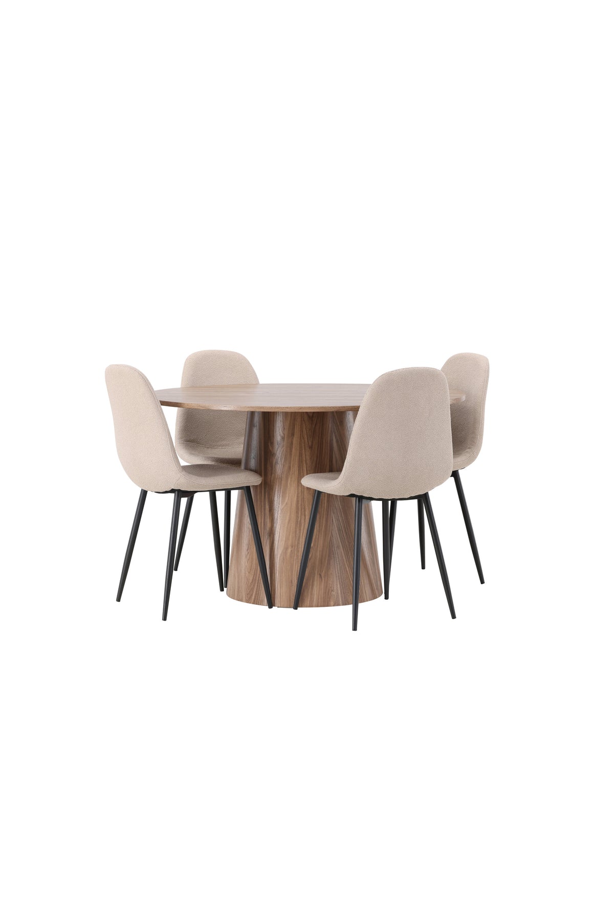 Lanzo Matbord med Polar Stolarna – Bord: ⌀120 Stol: 52x90x45
