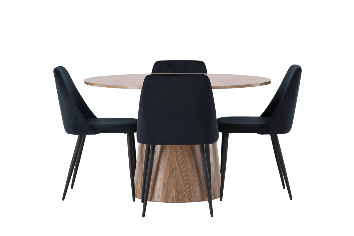 Lanzo Matbord med Night Stolarna – Bord: ⌀120 Stol: 56x87x49
