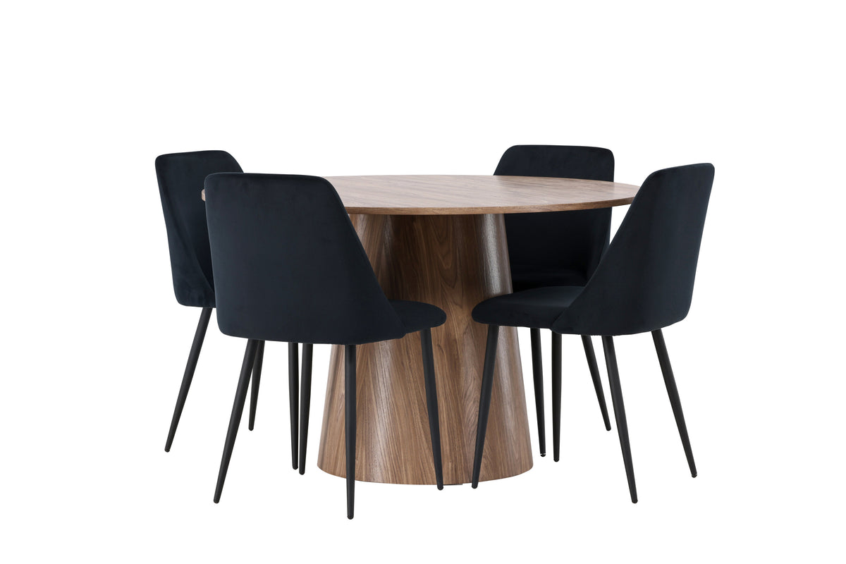Lanzo Matbord med Night Stolarna – Bord: ⌀120 Stol: 56x87x49