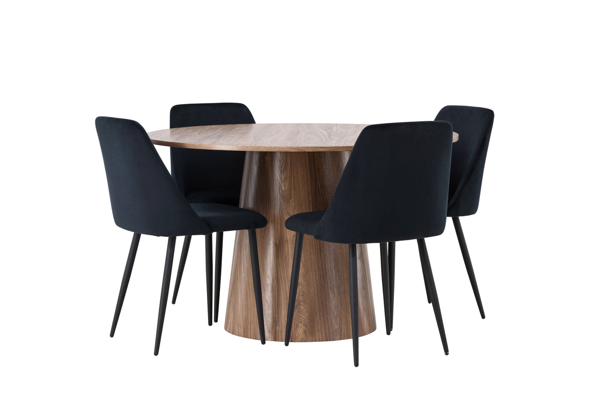 Lanzo Matbord med Night Stolarna – Bord: ⌀120 Stol: 56x87x49