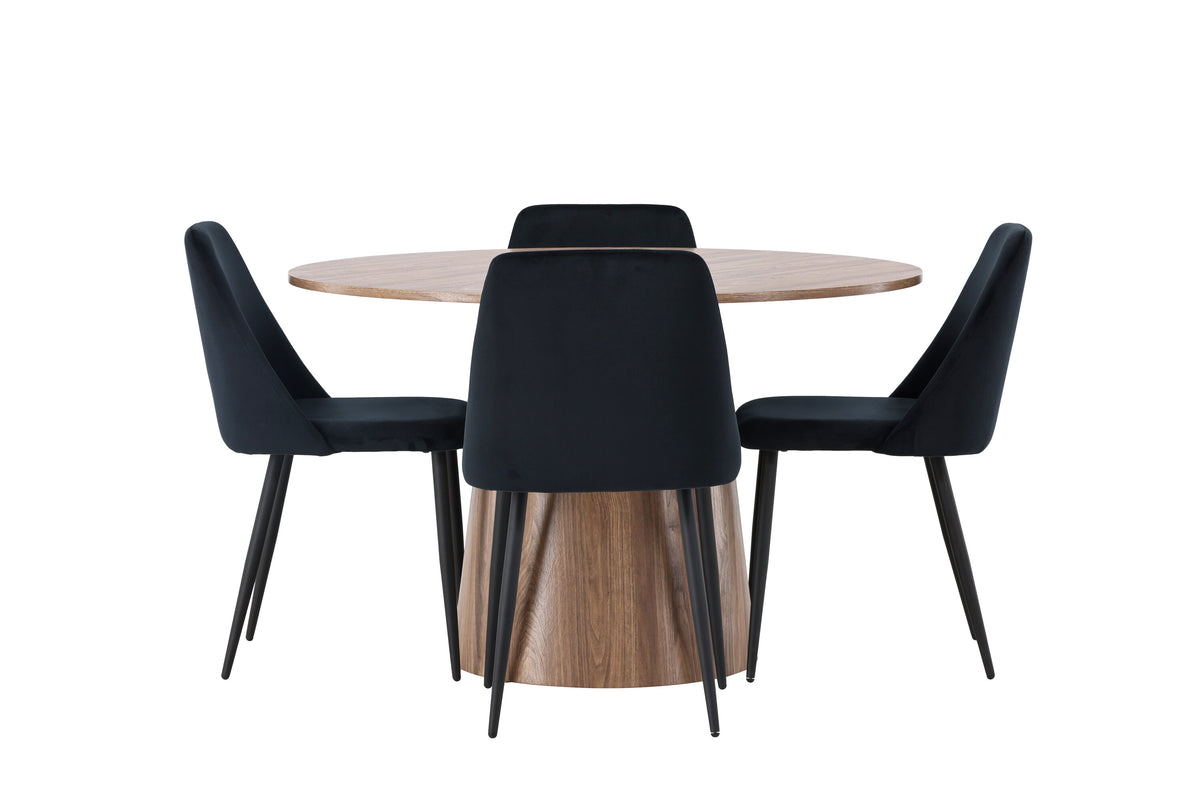 Lanzo Matbord med Night Stolarna – Bord: ⌀120 Stol: 56x87x49