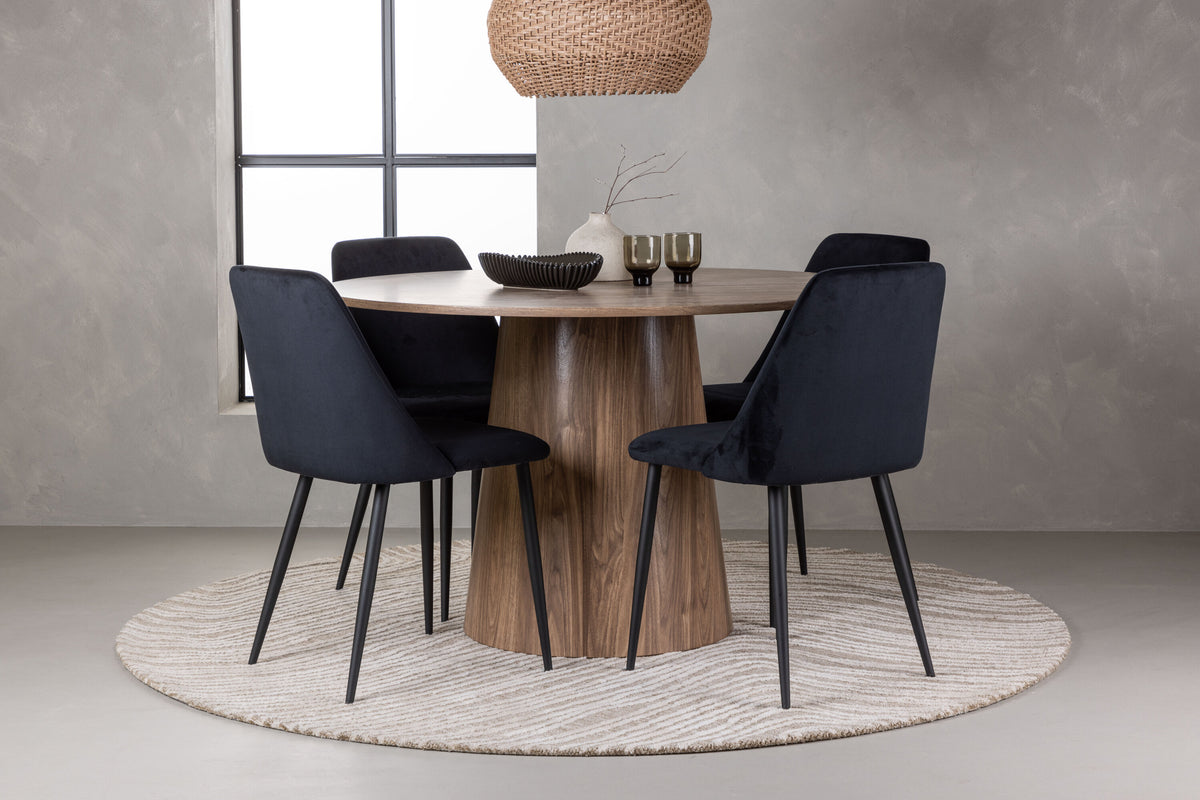 Lanzo Matbord med Night Stolarna – Bord: ⌀120 Stol: 56x87x49