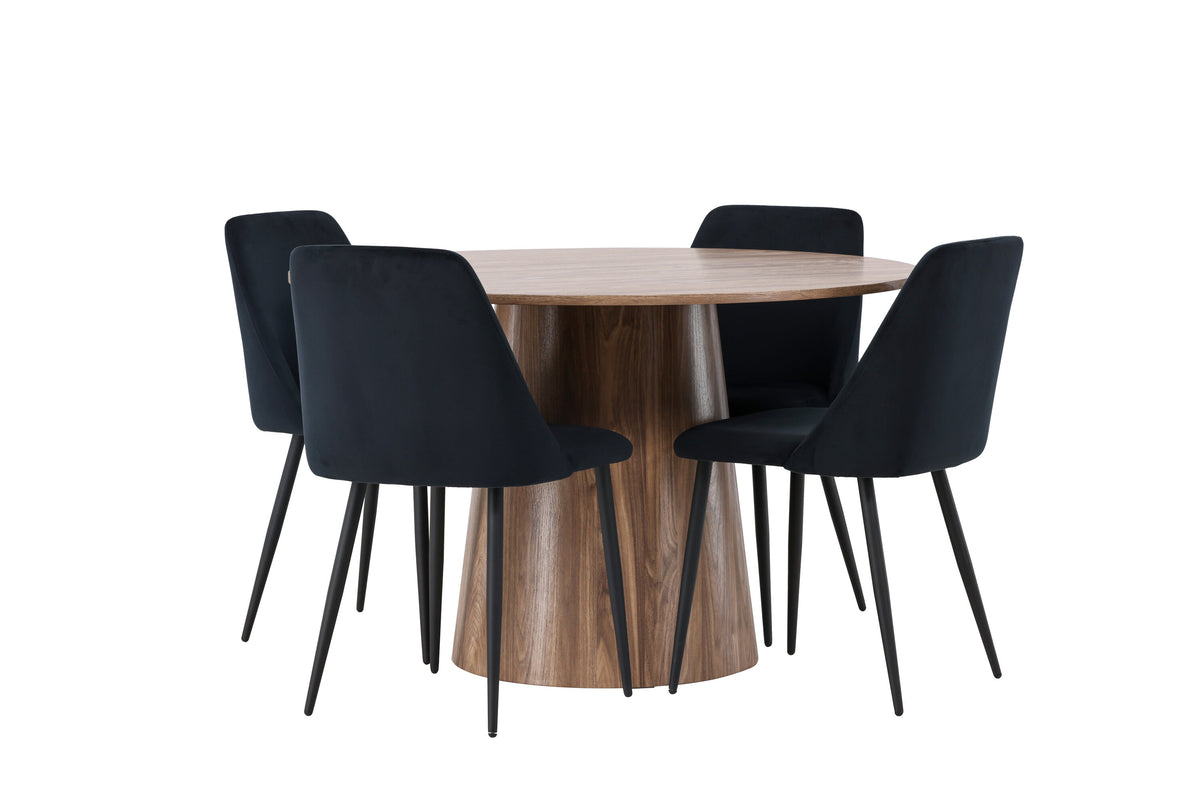 Lanzo Matbord med Night Stolarna – Bord: ⌀120 Stol: 56x87x49