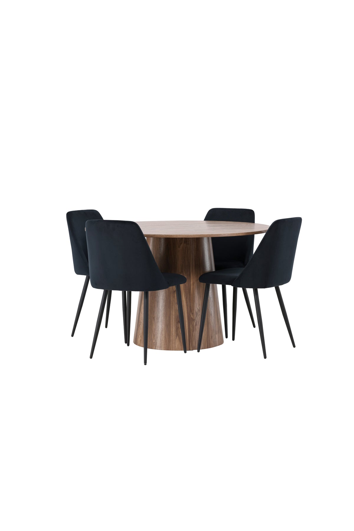 Lanzo Matbord med Night Stolarna – Bord: ⌀120 Stol: 56x87x49