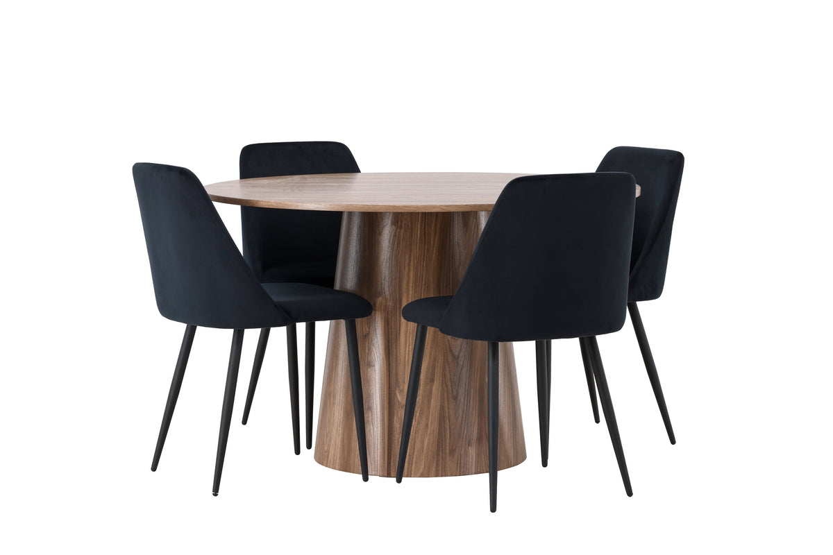 Lanzo Matbord med Night Stolarna – Bord: ⌀120 Stol: 56x87x49