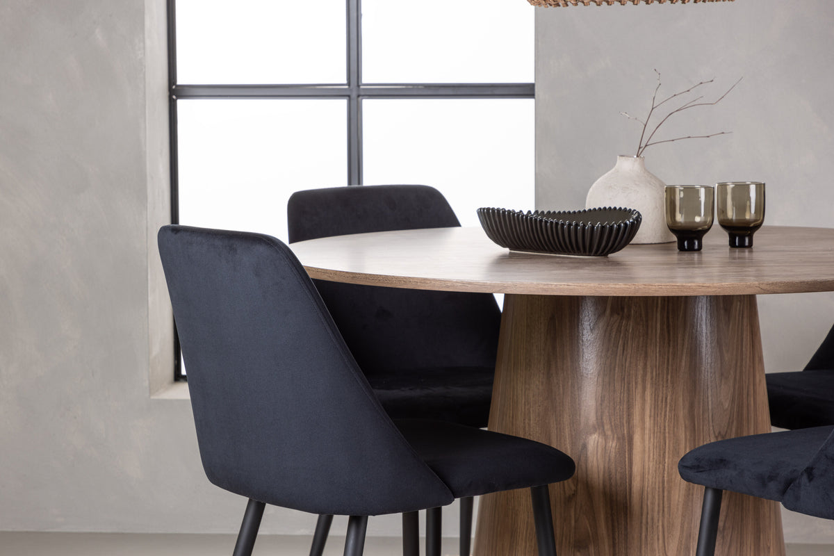 Lanzo Matbord med Night Stolarna – Bord: ⌀120 Stol: 56x87x49