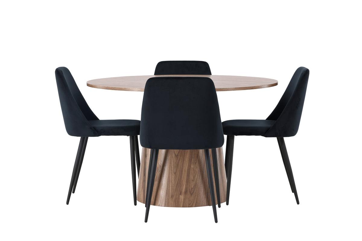 Lanzo Matbord med Night Stolarna – Bord: ⌀120 Stol: 56x87x49