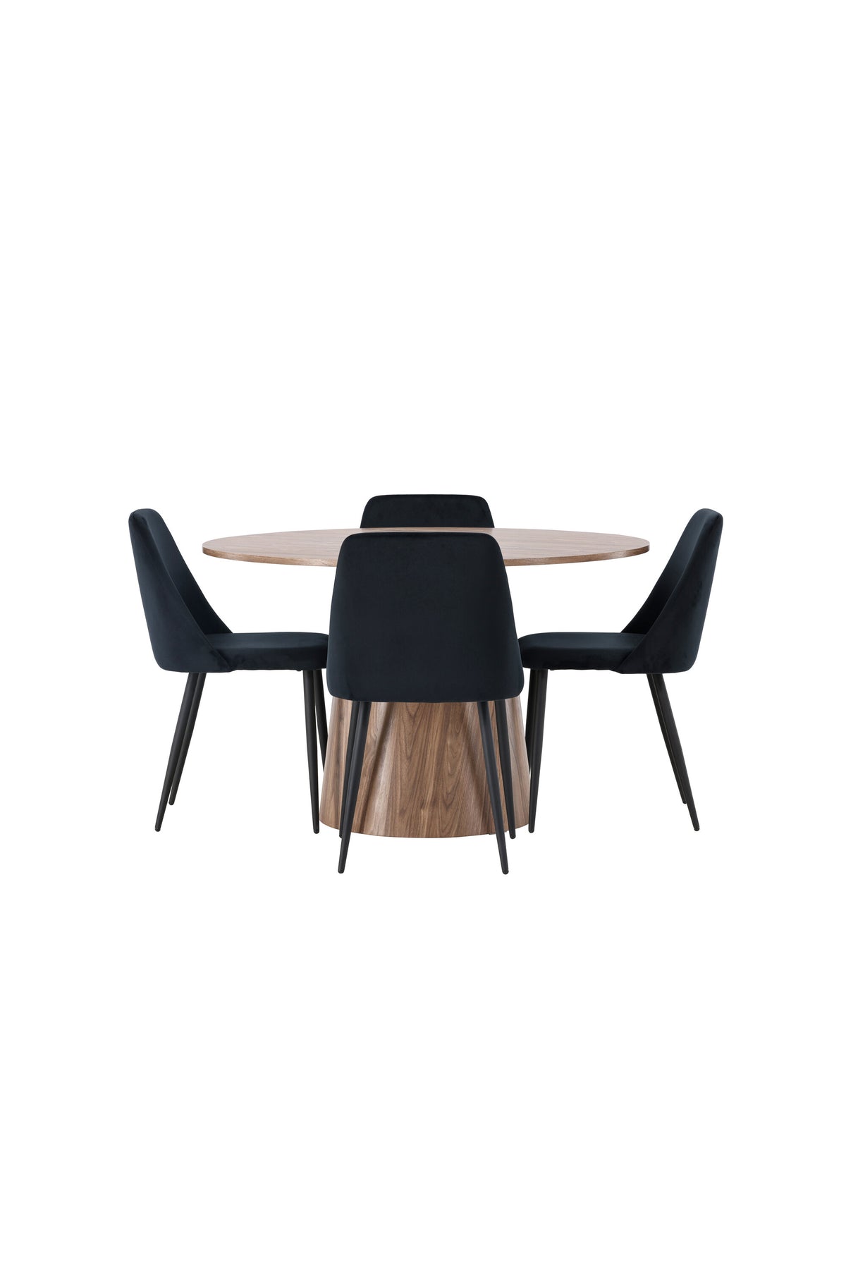 Lanzo Matbord med Night Stolarna – Bord: ⌀120 Stol: 56x87x49