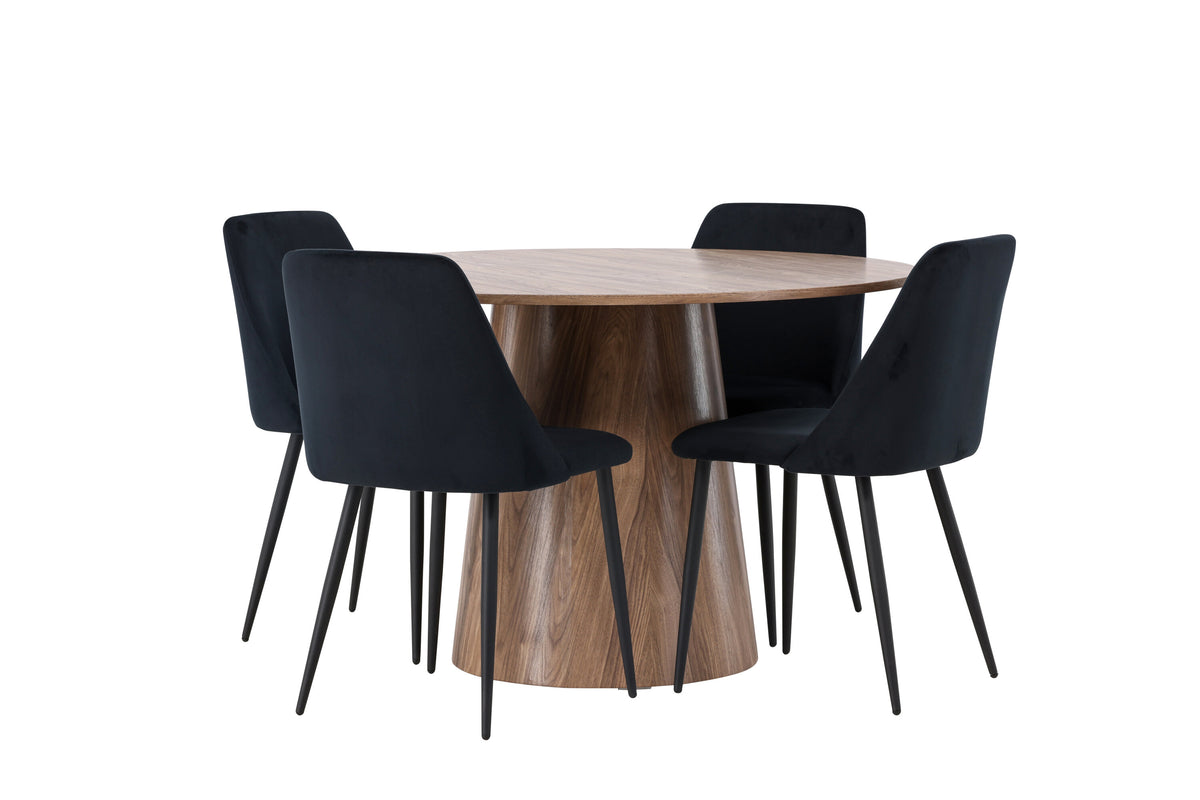 Lanzo Matbord med Night Stolarna – Bord: ⌀120 Stol: 56x87x49