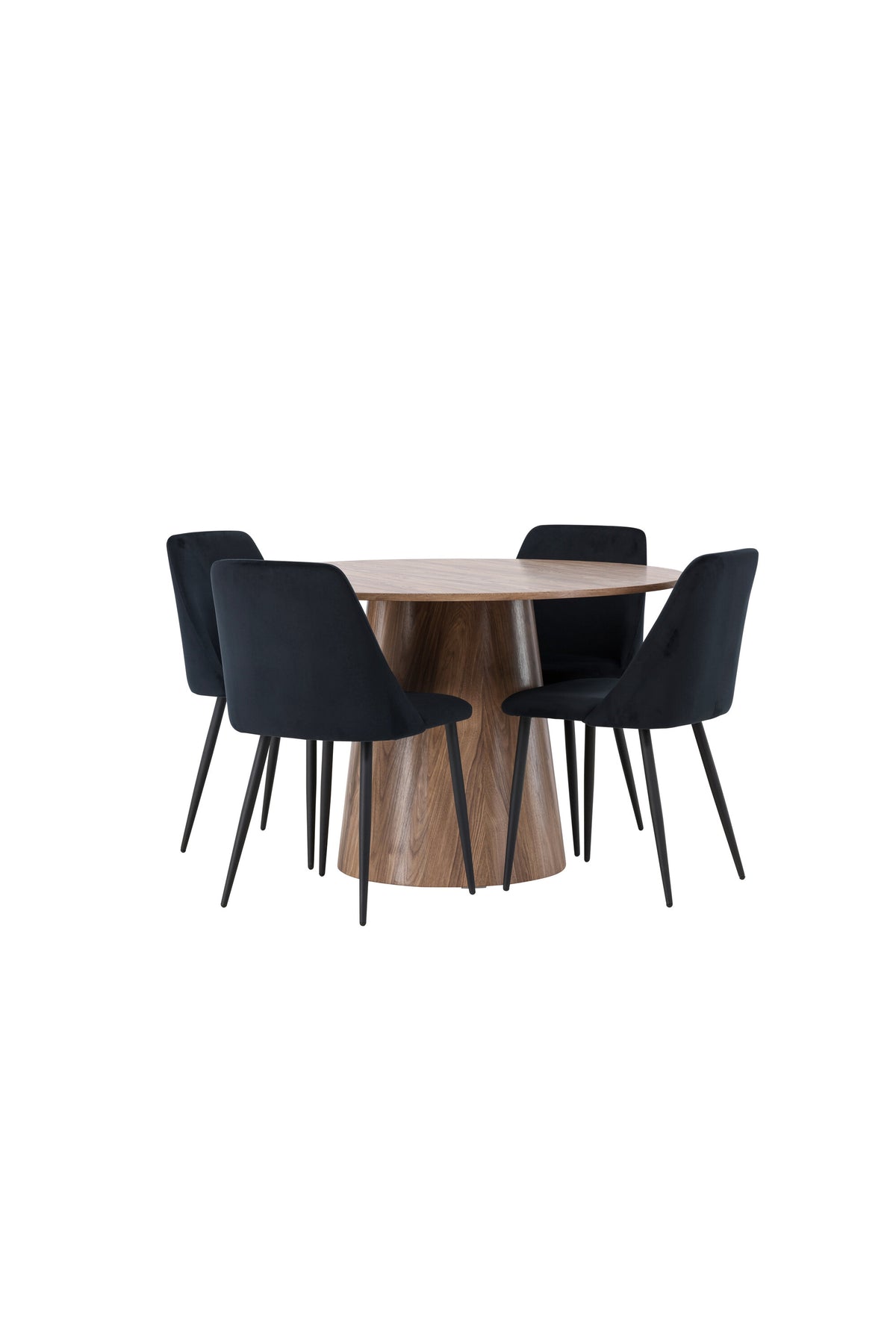 Lanzo Matbord med Night Stolarna – Bord: ⌀120 Stol: 56x87x49