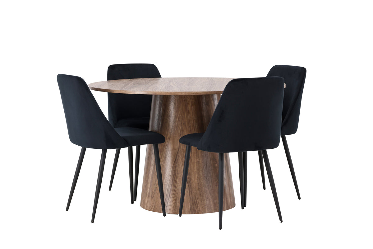 Lanzo Matbord med Night Stolarna – Bord: ⌀120 Stol: 56x87x49