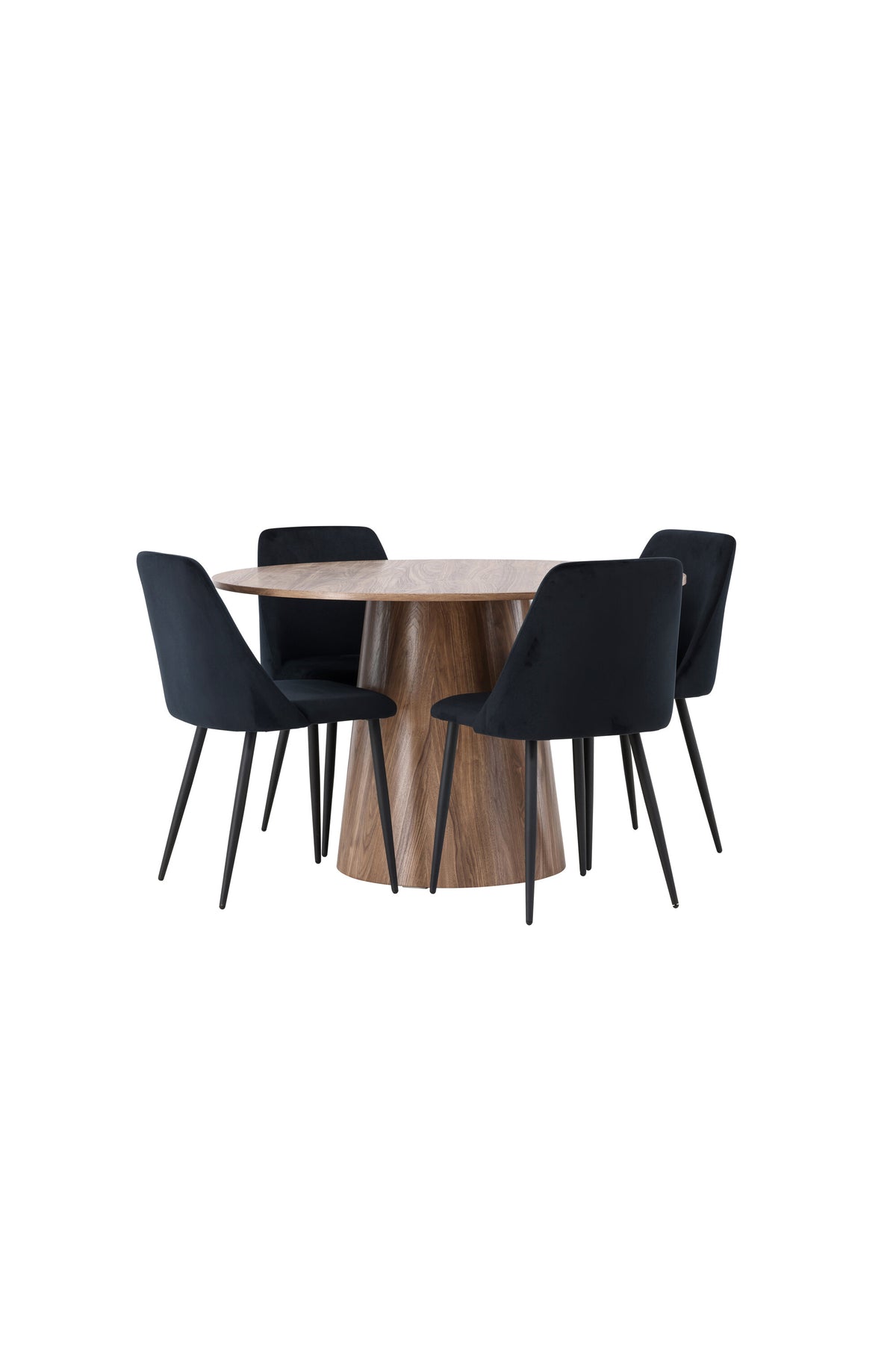 Lanzo Matbord med Night Stolarna – Bord: ⌀120 Stol: 56x87x49
