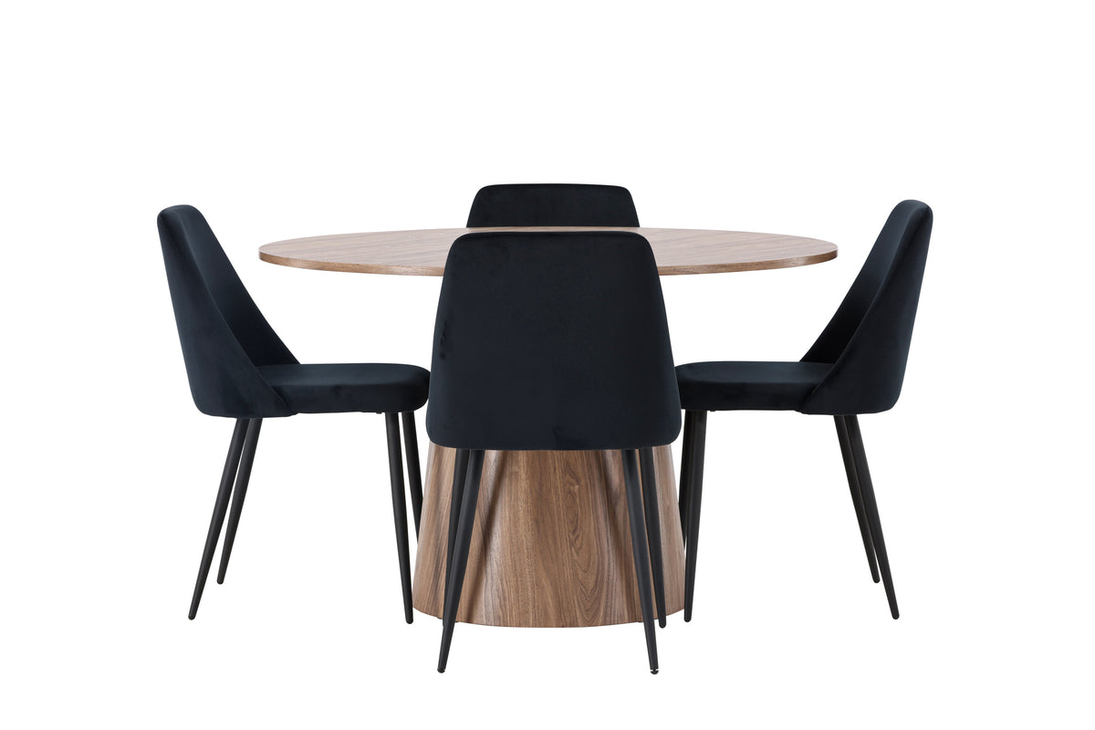 Lanzo Matbord med Night Stolarna – Bord: ⌀120 Stol: 56x87x49