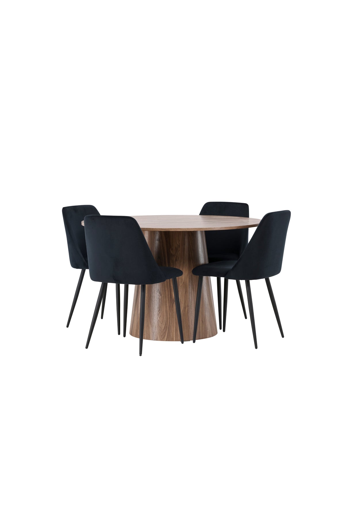 Lanzo Matbord med Night Stolarna – Bord: ⌀120 Stol: 56x87x49