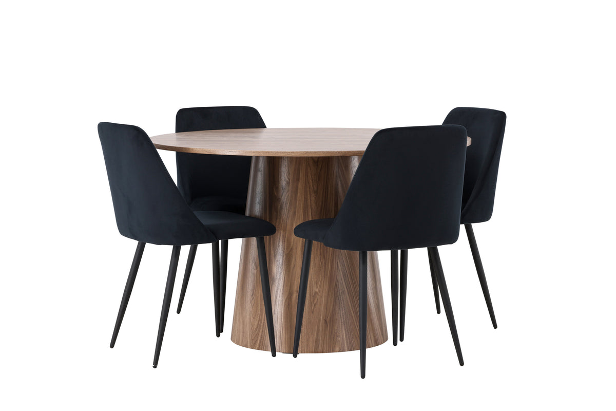 Lanzo Matbord med Night Stolarna – Bord: ⌀120 Stol: 56x87x49