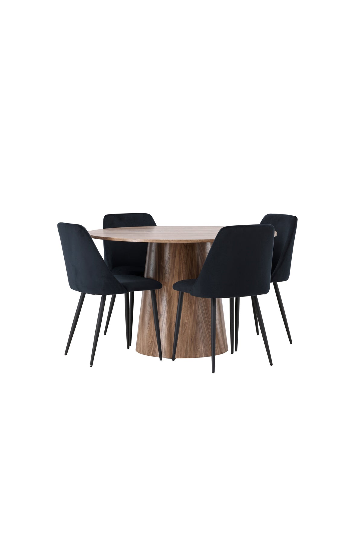 Lanzo Matbord med Night Stolarna – Bord: ⌀120 Stol: 56x87x49