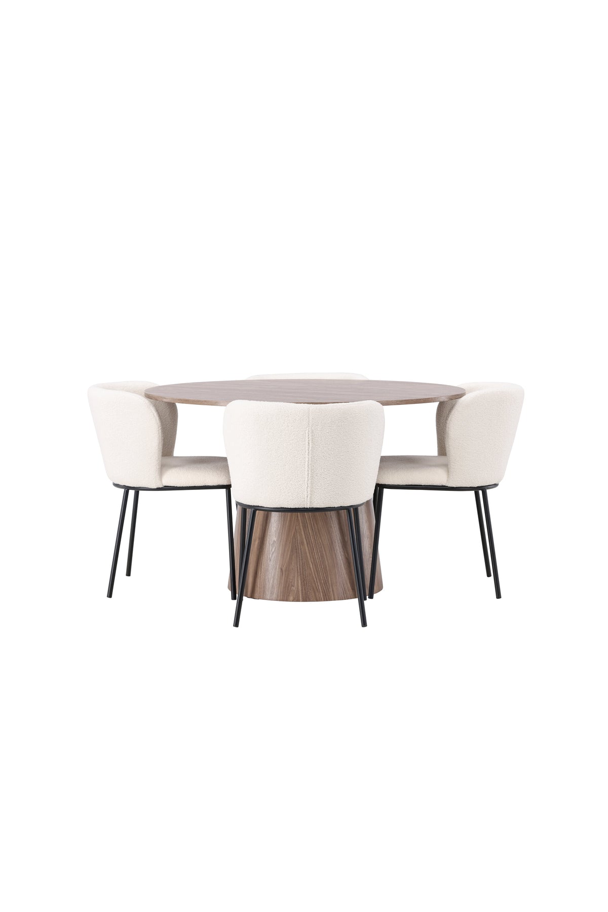Lanzo Matbord med Edina Stolarna – Bord: ⌀120 Stol: 56x76x55