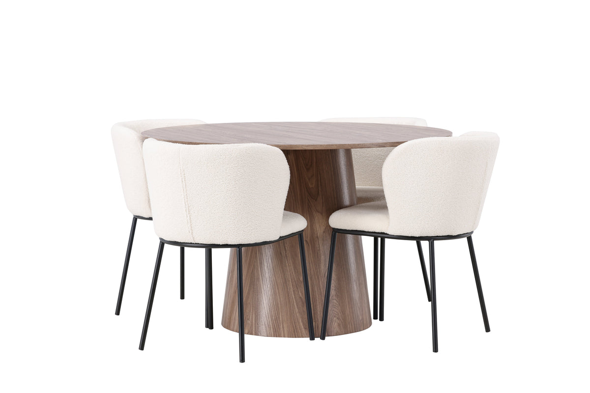 Lanzo Matbord med Edina Stolarna – Bord: ⌀120 Stol: 56x76x55