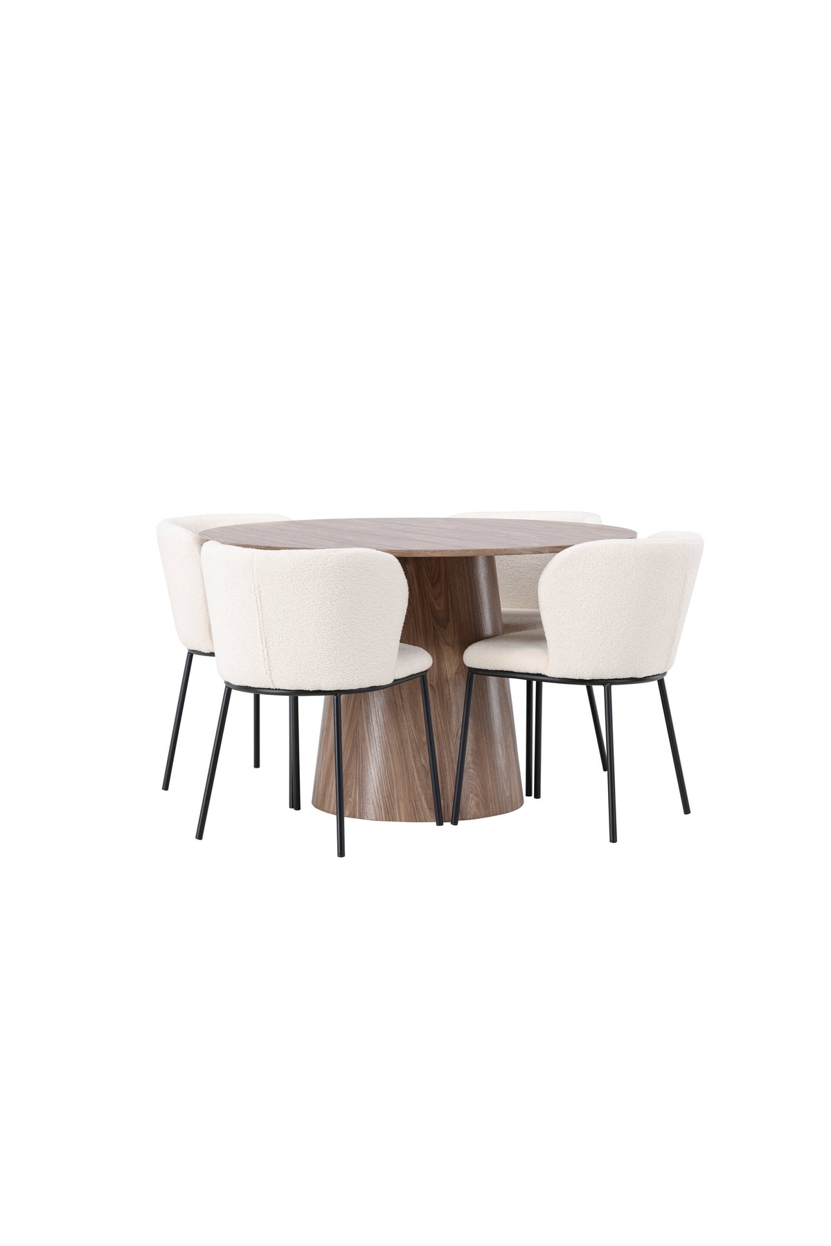 Lanzo Matbord med Edina Stolarna – Bord: ⌀120 Stol: 56x76x55