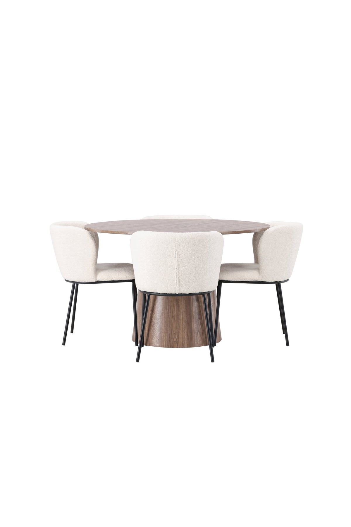 Lanzo Matbord med Edina Stolarna – Bord: ⌀120 Stol: 56x76x55